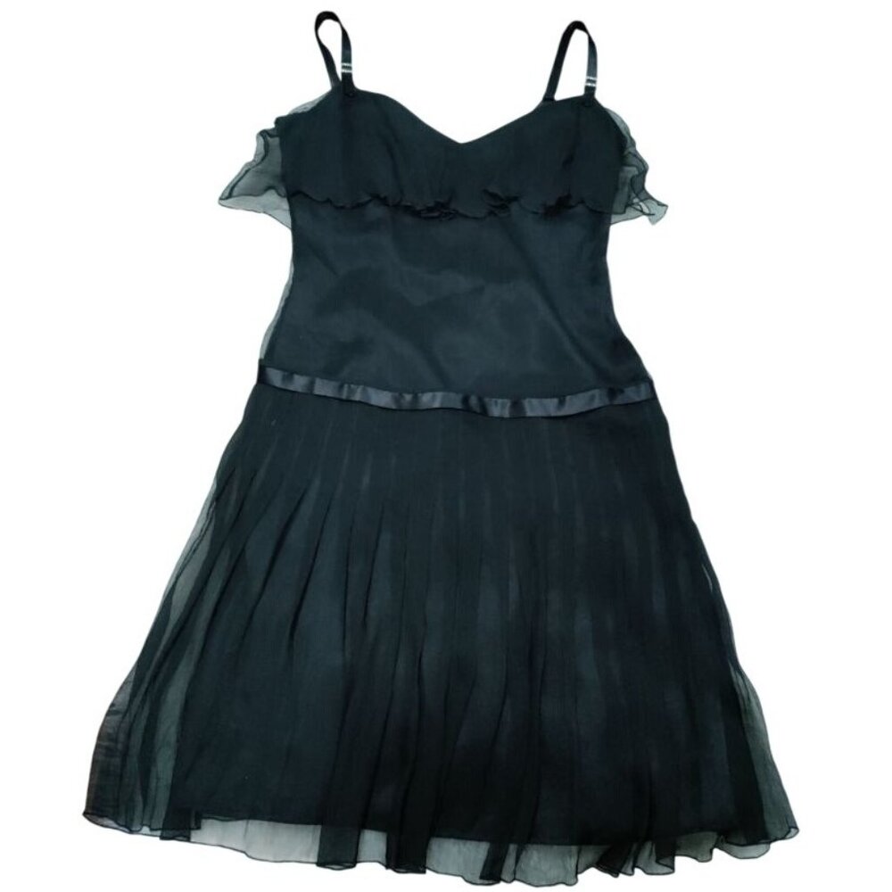Laundry By Shelli Segal Whimsy Goth Twee Ribbon Waist Silk Dress Women's Size 2 - Picture 2 of 10